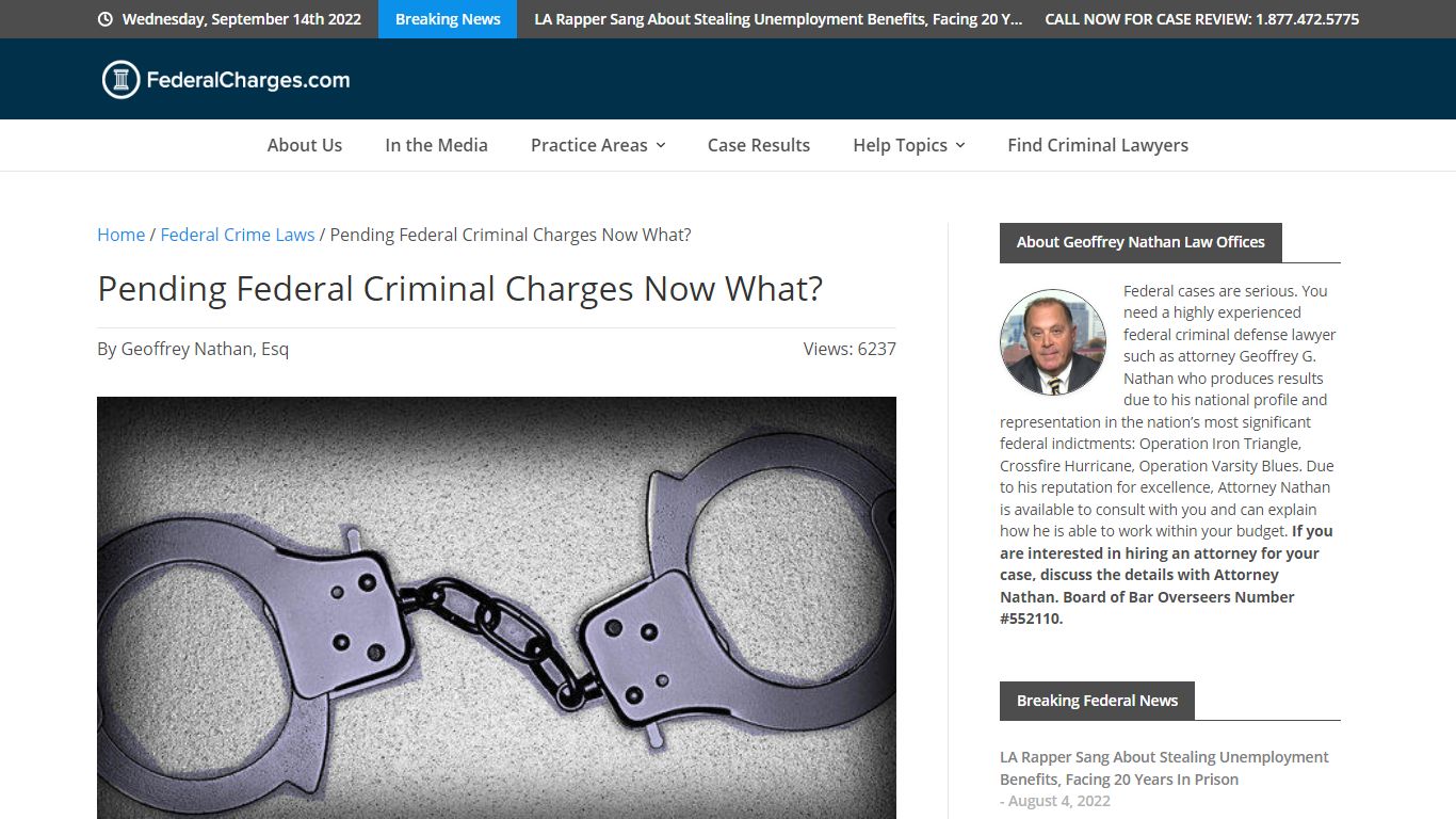 Pending Federal Criminal Charges Now What?