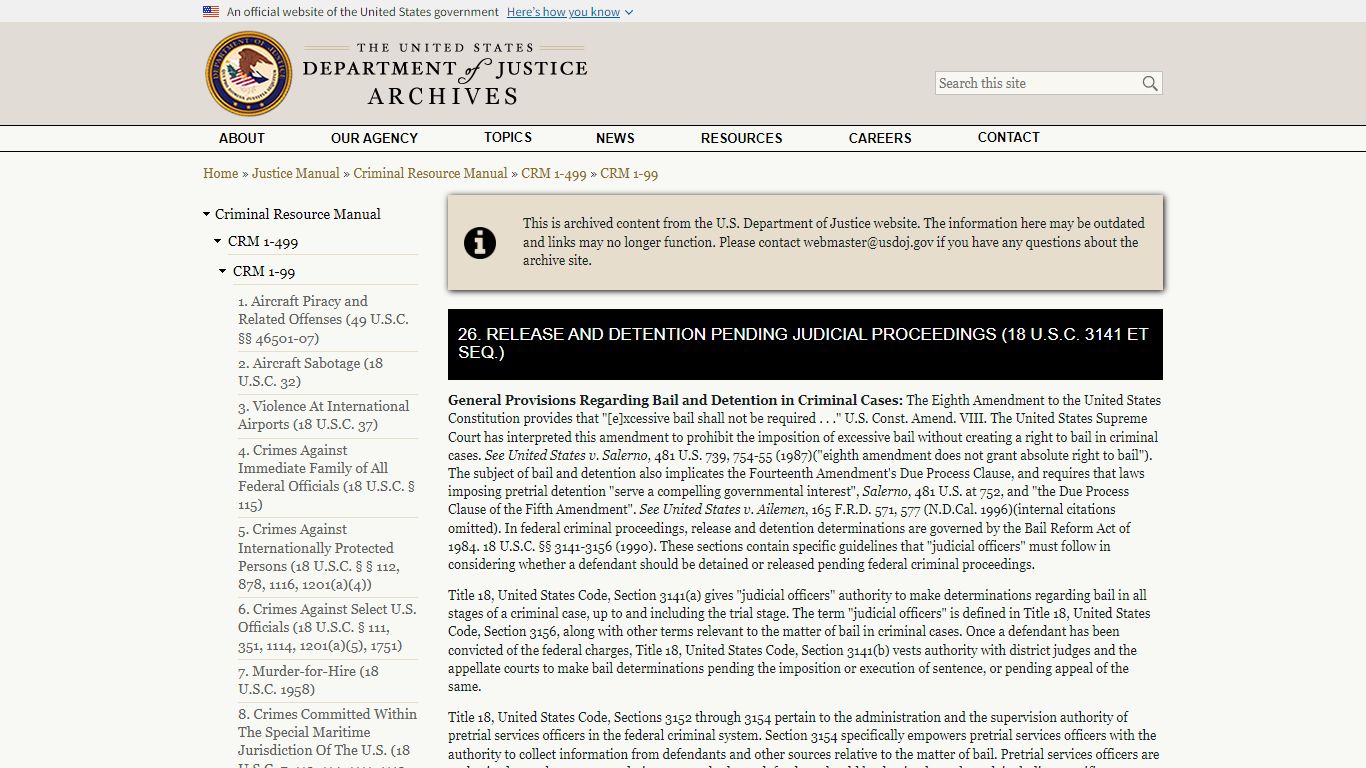 26. Release And Detention Pending Judicial Proceedings (18 U.S.C. 3141 ...